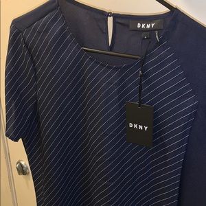 Dkny Navy Blue Stripe Top